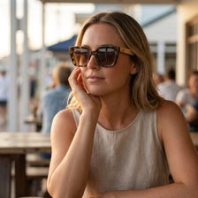 ** NEW ** SOLUNA OMBRE sunglasses- Khaki Polarised Lens l Walnut Maple Arm