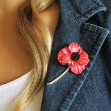 Load image into Gallery viewer, Poppy Red Flower Brooch
