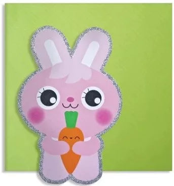 Rabbit Cute Cut Out Glitter card