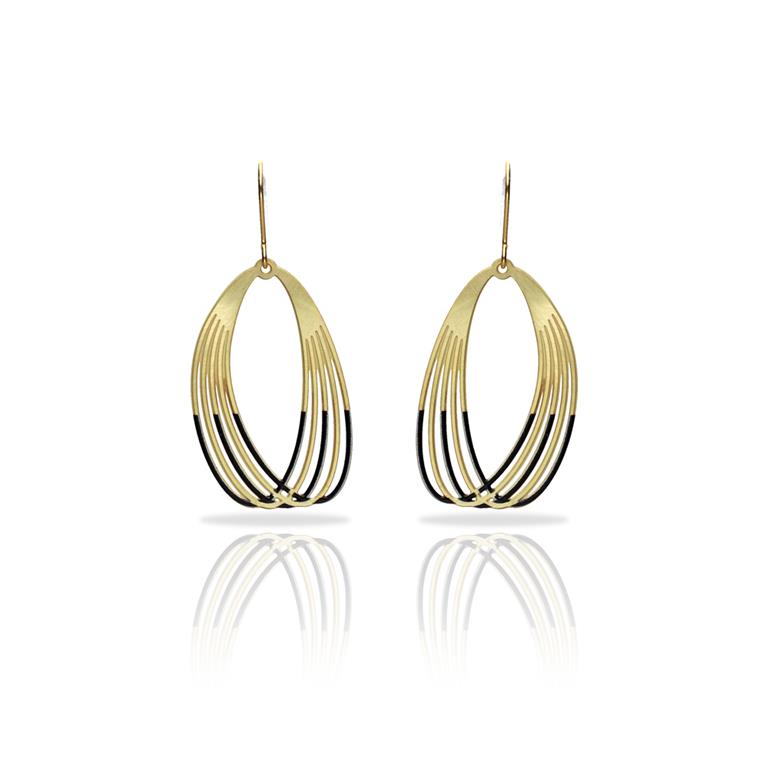 Orbit Black Gold Plated Earrings -RAS Jewellery -ORA Gallery Sheffield on white background