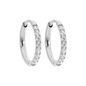 Qudo Silver Hoop Earring Eternity Crystal 15 mm