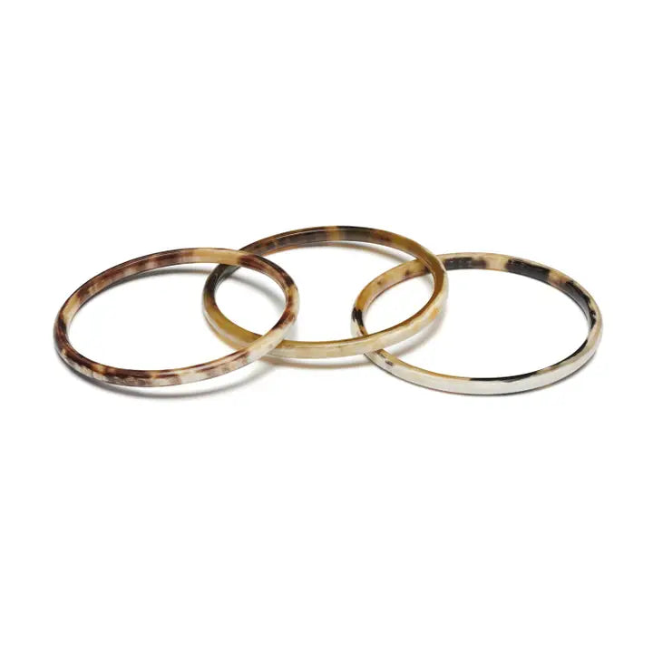 ZURI SLIM LACQUERED AND NATURAL HORN BANGLES