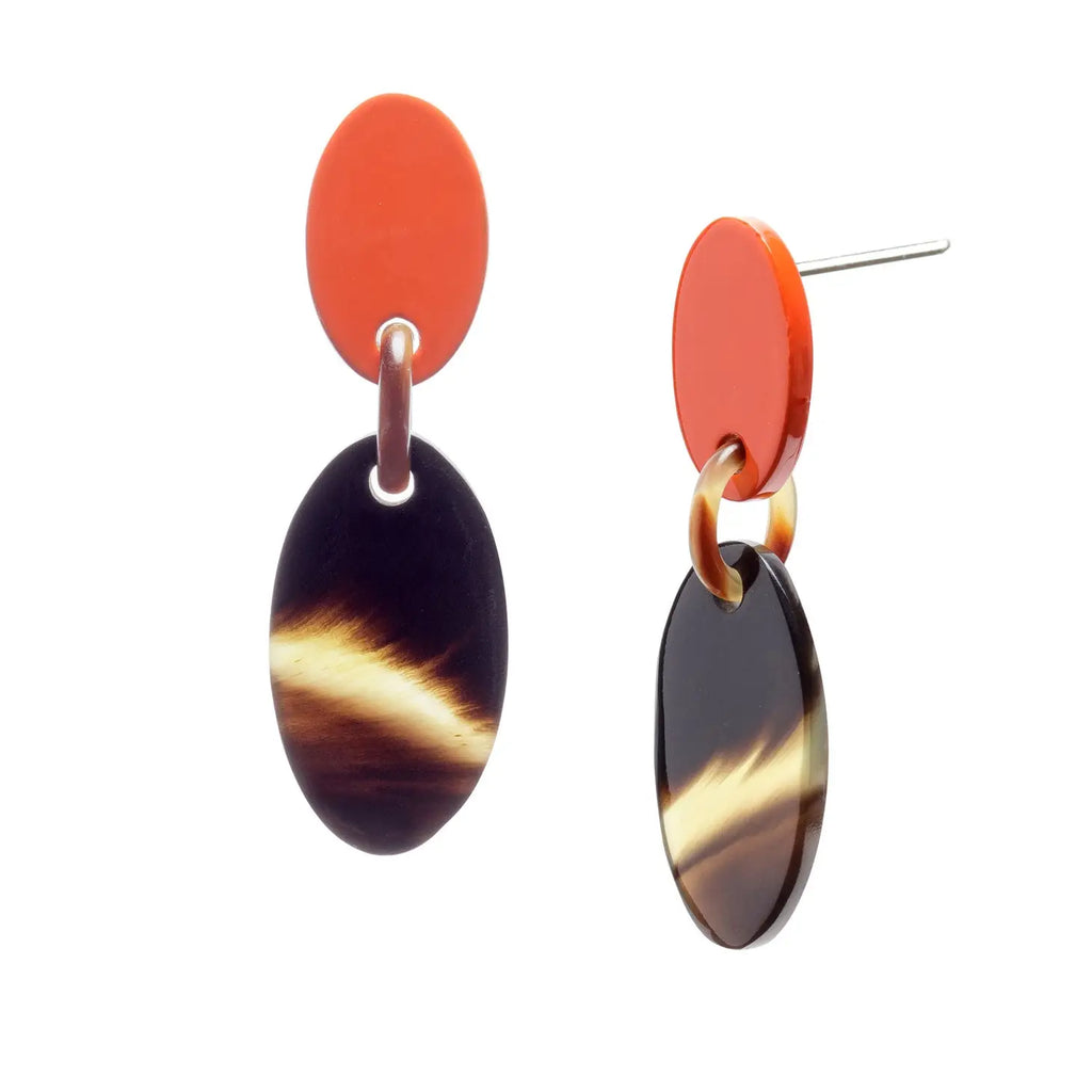 Lacquered Oval Drop Earrings