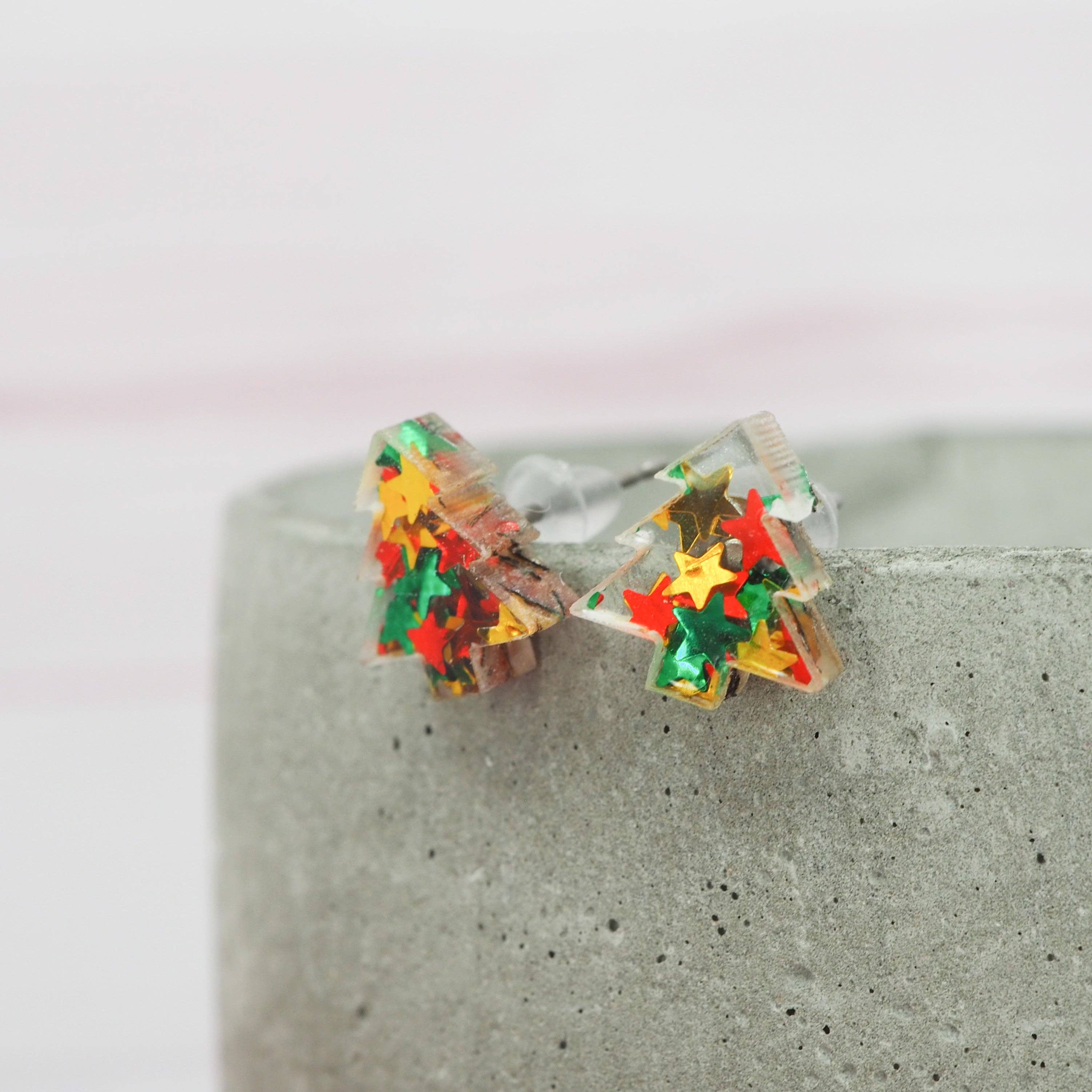 Star glitter Christmas tree studs