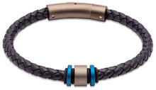 Load image into Gallery viewer, Leather Bracelet with gunmetal MATTE POLISHED CLASP AND DECORATION  b457

