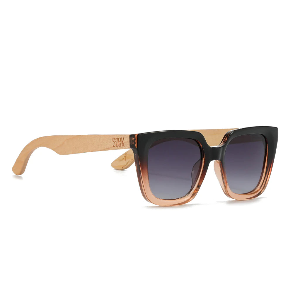 ** NEW ** SOLUNA OMBRE sunglasses- Khaki Polarised Lens l Walnut Maple Arm