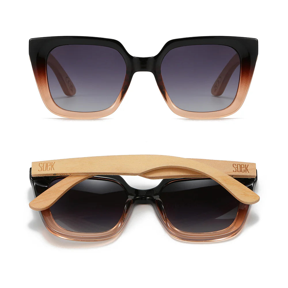 ** NEW ** SOLUNA OMBRE sunglasses- Khaki Polarised Lens l Walnut Maple Arm