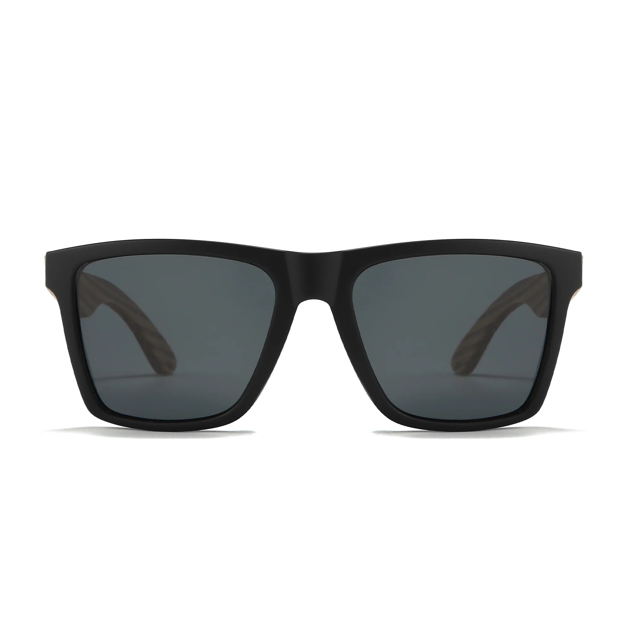 Dalton sunglasses - Black Frame l Walnut Wooden Arms l Black Polarised Lens