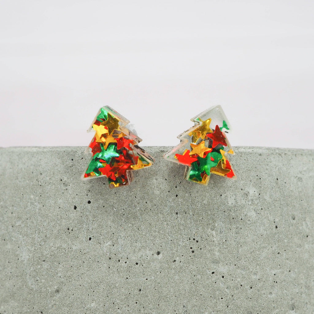 Star glitter Christmas tree studs