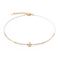 Necklace Square Stripes gold-white 1416