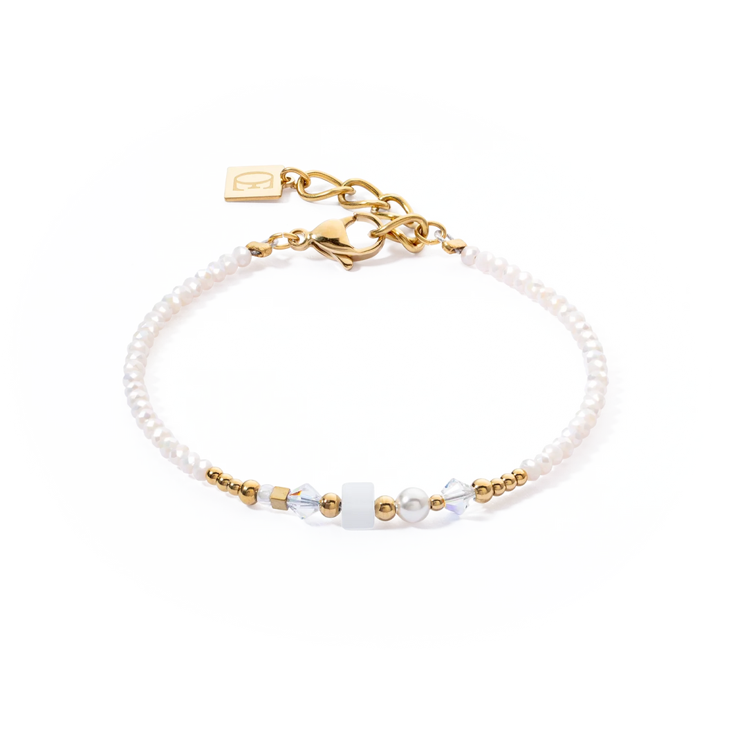 Bracelet mini cubes -white and gold 1416