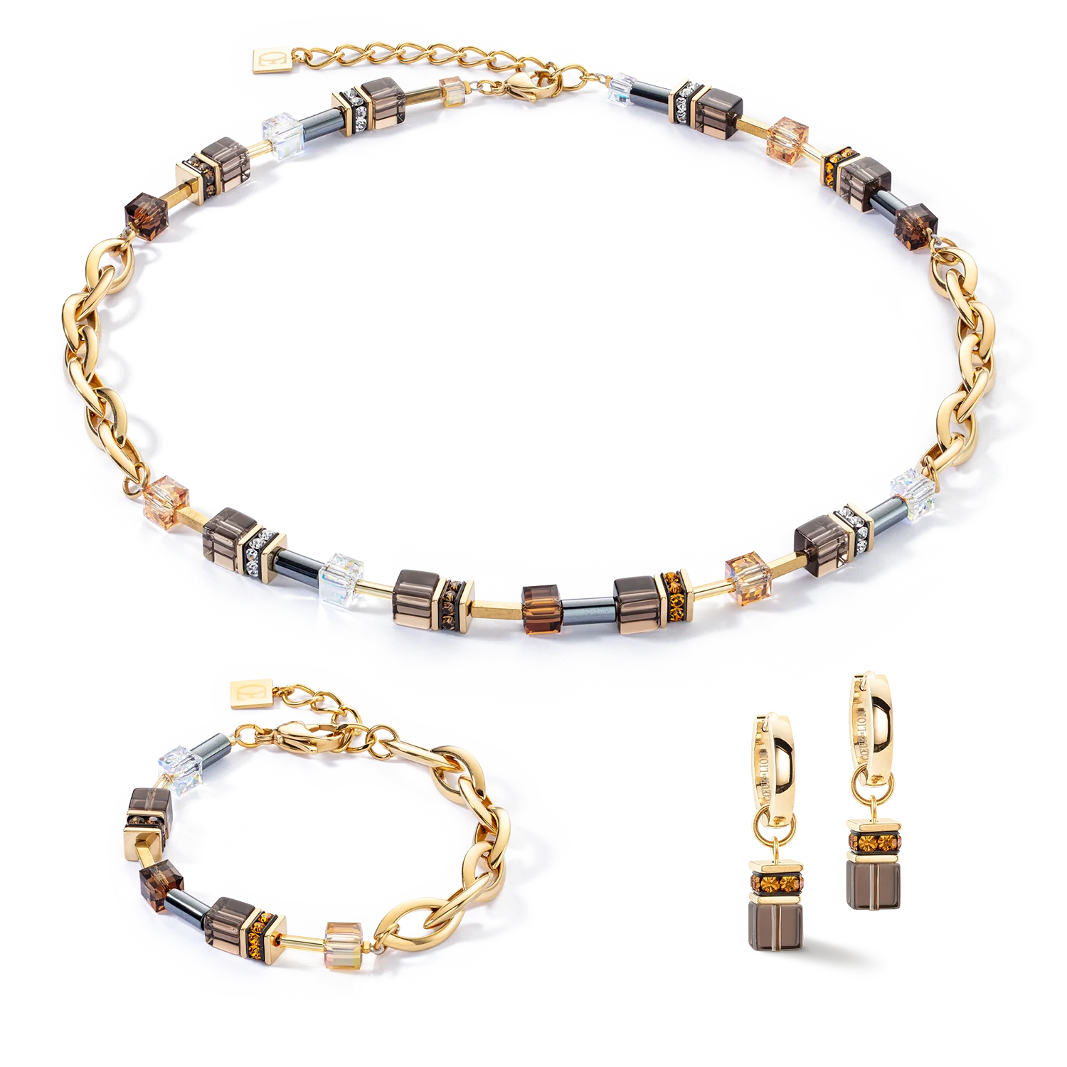 GeoCUBE® Chunky Chain bracelet gold-brown