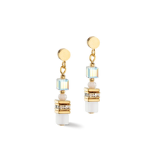 Load image into Gallery viewer, Earrings mini cubes -white and gold 1416
