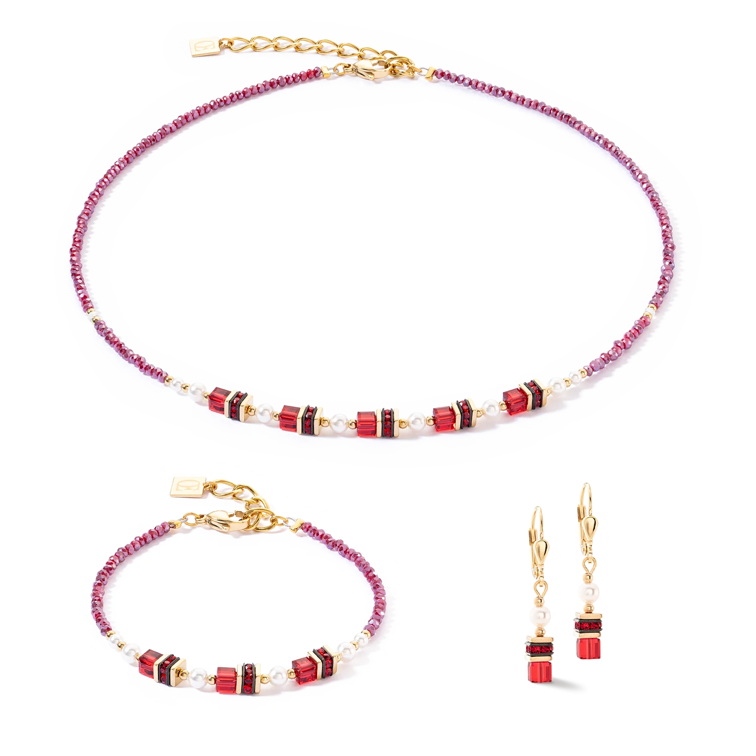Sparkling Princess earrings gold-red