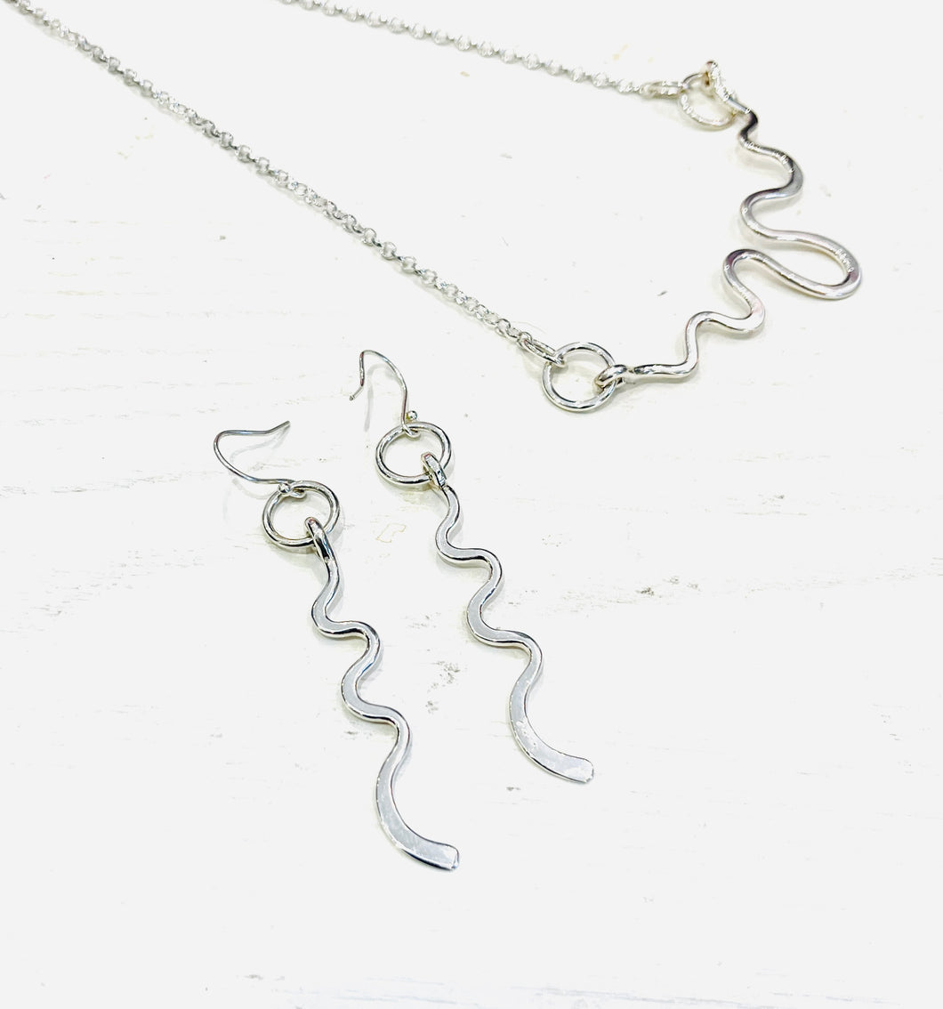 JB Silver Squiggle drop earrings