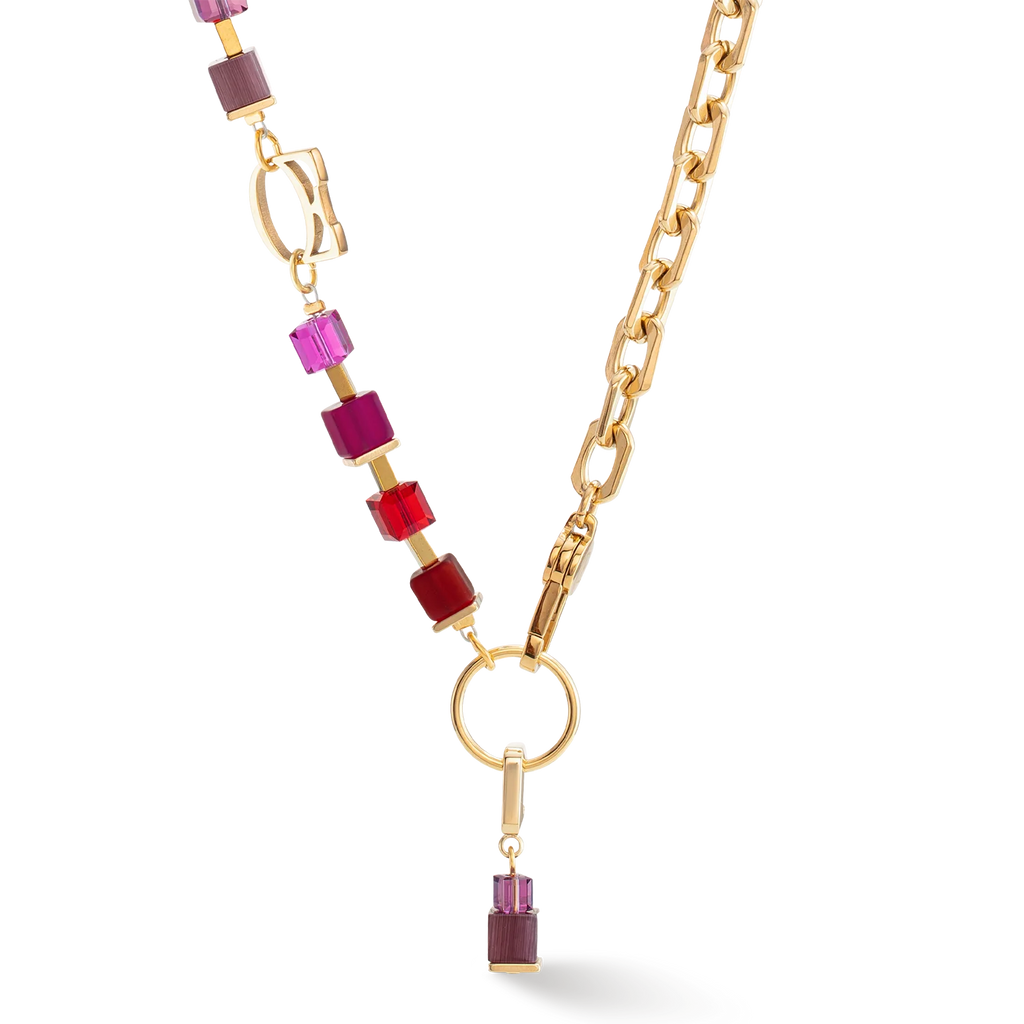Necklace Cube Fusion Charm gold-red