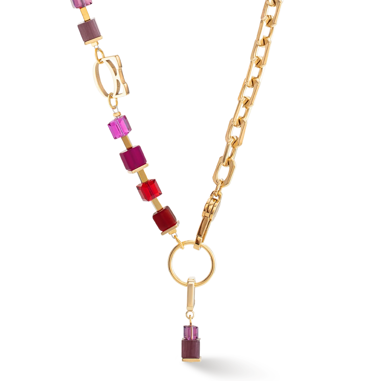 Necklace Cube Fusion Charm gold-red
