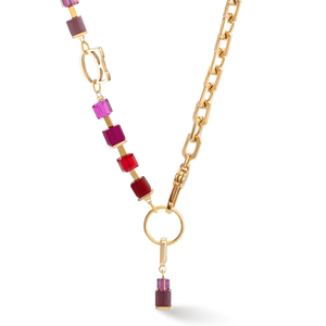 Necklace Cube Fusion Charm gold-red