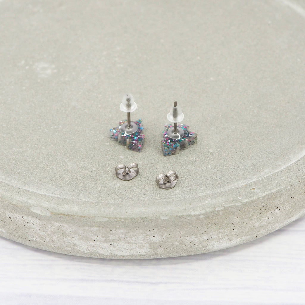 Mixed glitter Christmas tree studs