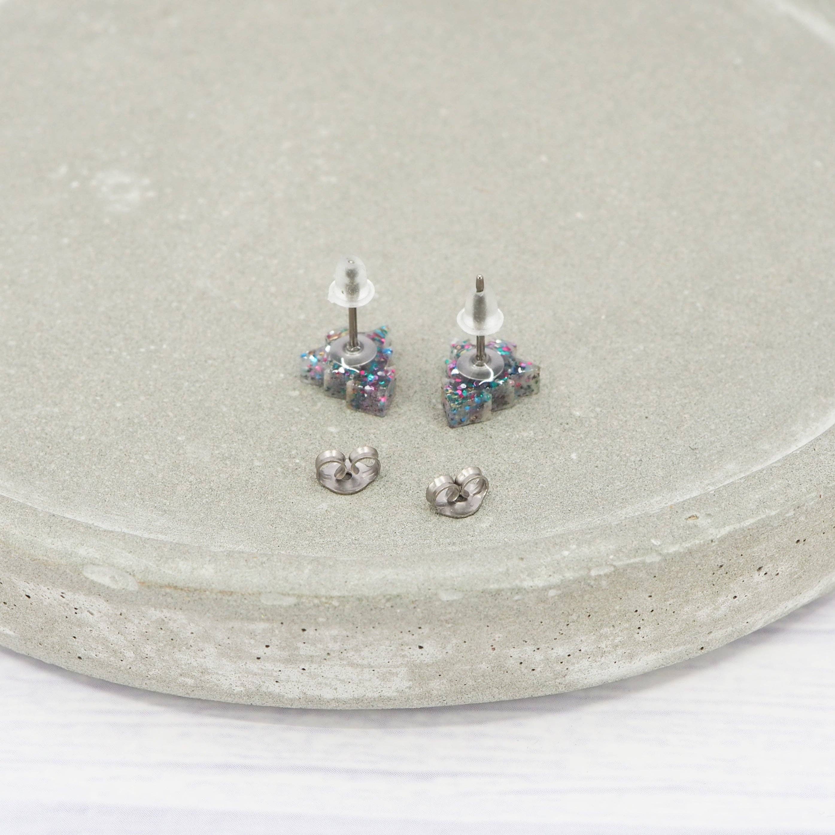 Mixed glitter Christmas tree studs