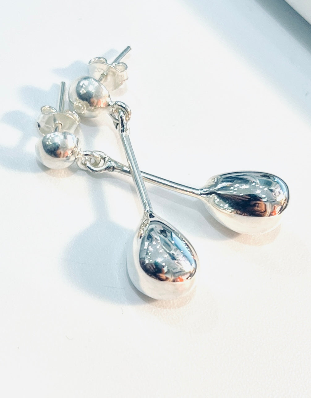Stone Drop Stud Earrings – Sterling Silver by Chris Lewis