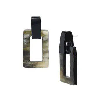 BRANCH Buffalo Horn Small Rectangle Link Horn Earring