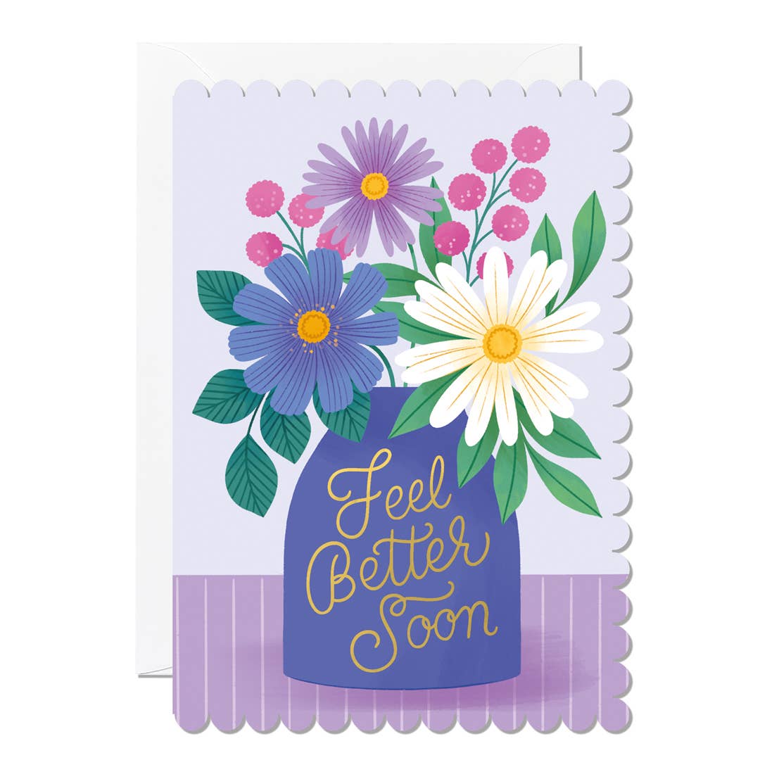 Get Well Soon Card – Vase Design with Flowers Greeting