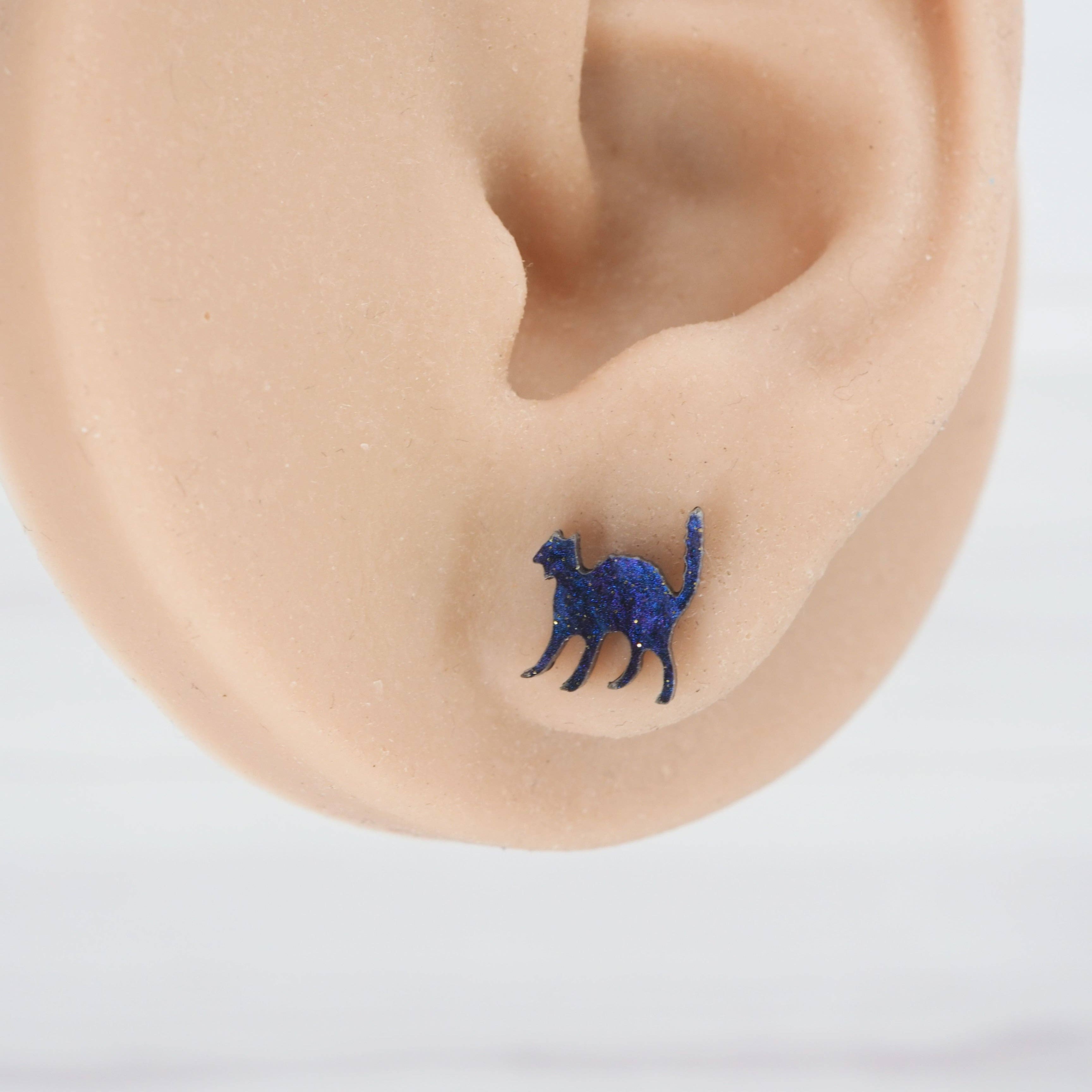 Purple galaxy cat studs