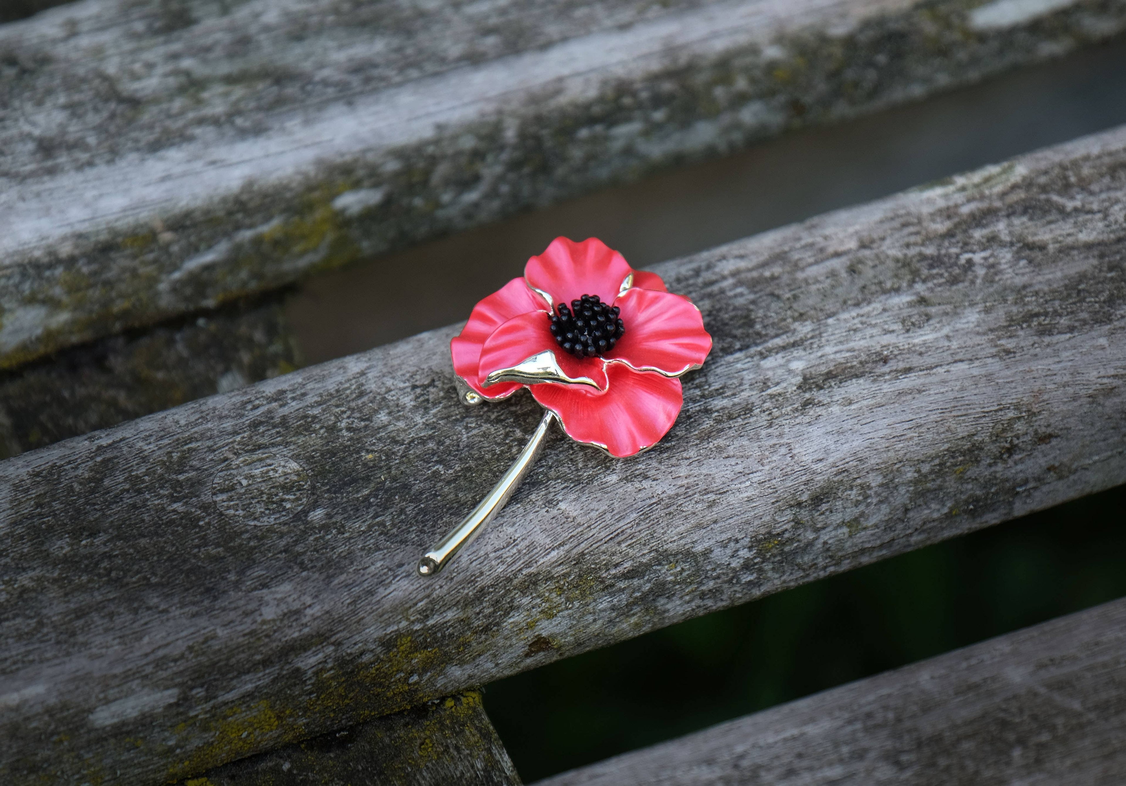 Poppy Red Flower Brooch
