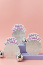 Load image into Gallery viewer, Disco Ball Birthday Card | Shaped Die Cut Mirror Ball Card
