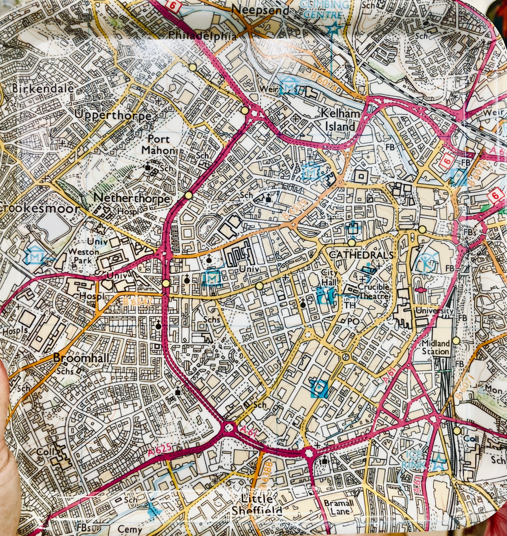 Sheffield Map melamine tray