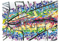 Sharrowvale Rd Sheffield map A6 hand painted greetings card 