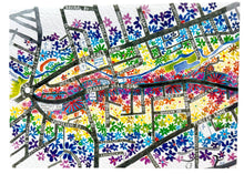 Load image into Gallery viewer, Sharrowvale Rd Sheffield map A6 hand painted greetings card 
