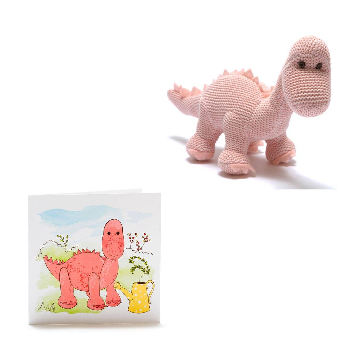 Welcome Baby Pink Diplodocus Baby Dinosaur Card