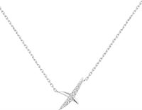 Kiss Pave Necklace - Silver