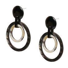 Load image into Gallery viewer, Double Round Link Horn Earrings - Black Natural
