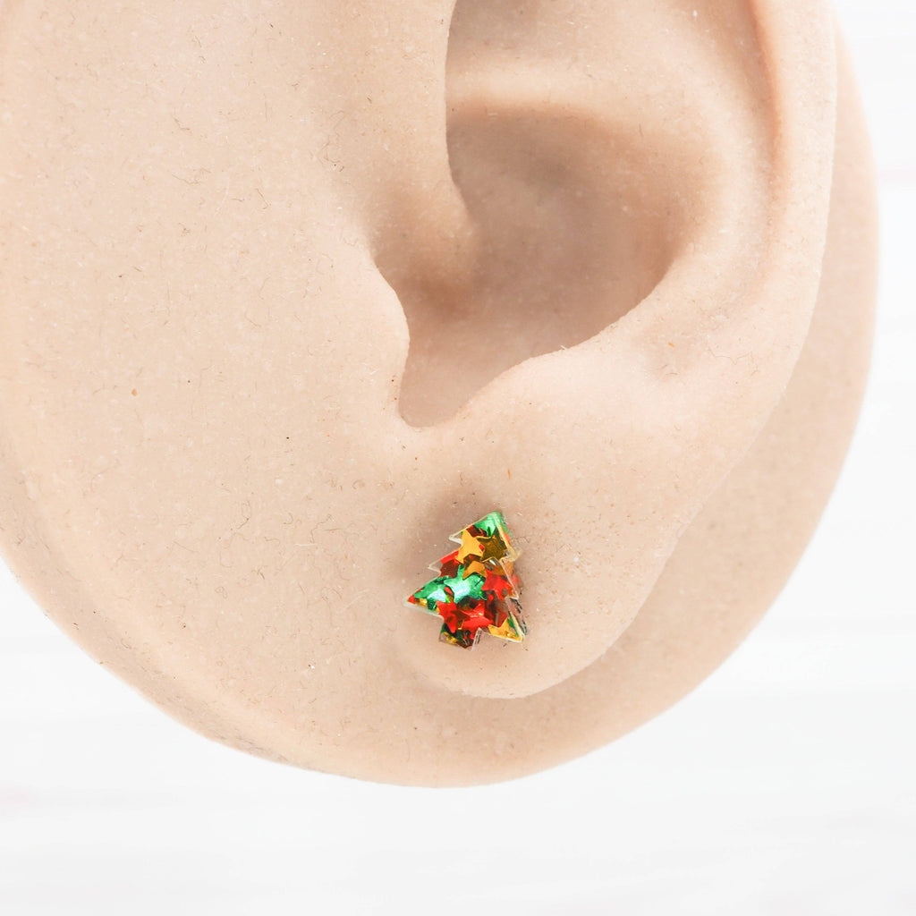 Star glitter Christmas tree studs