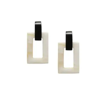 BRANCH Buffalo Horn Small Rectangle Link Horn Earring
