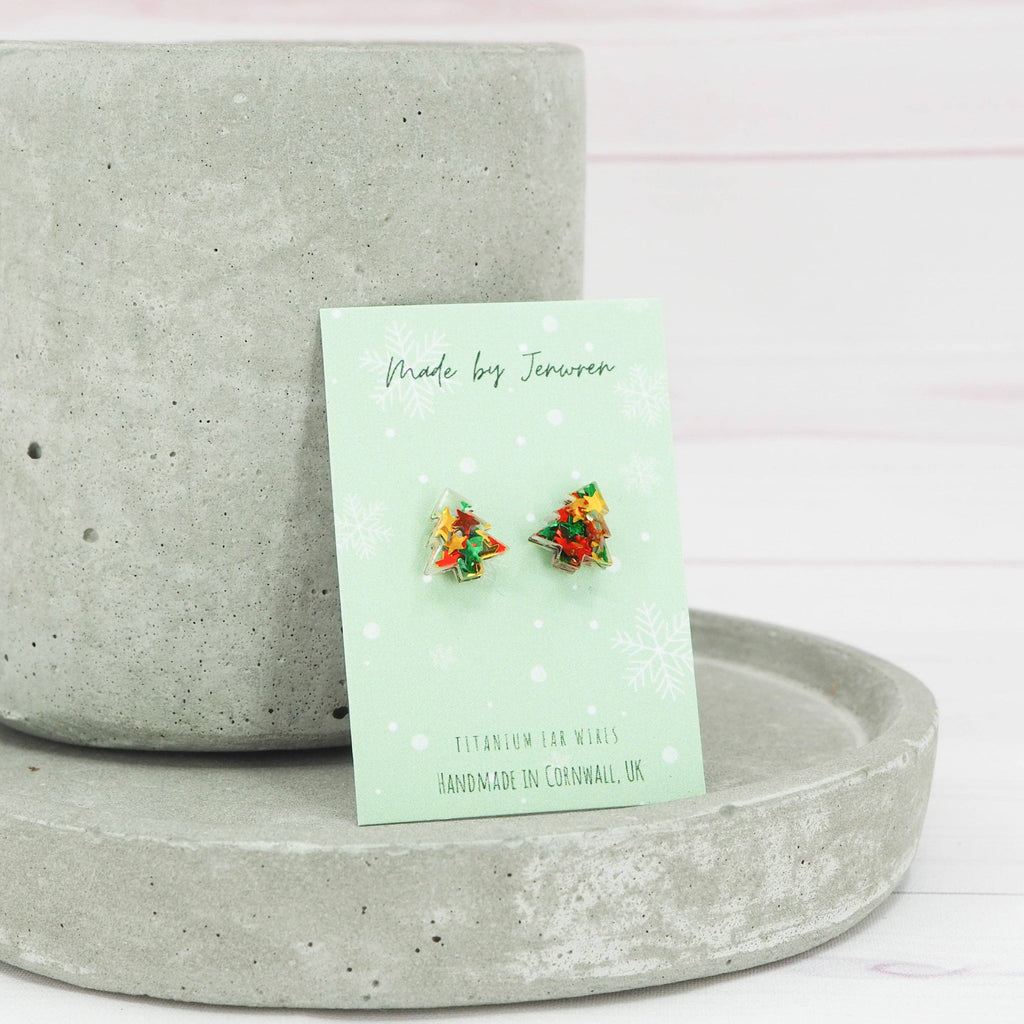 Star glitter Christmas tree studs