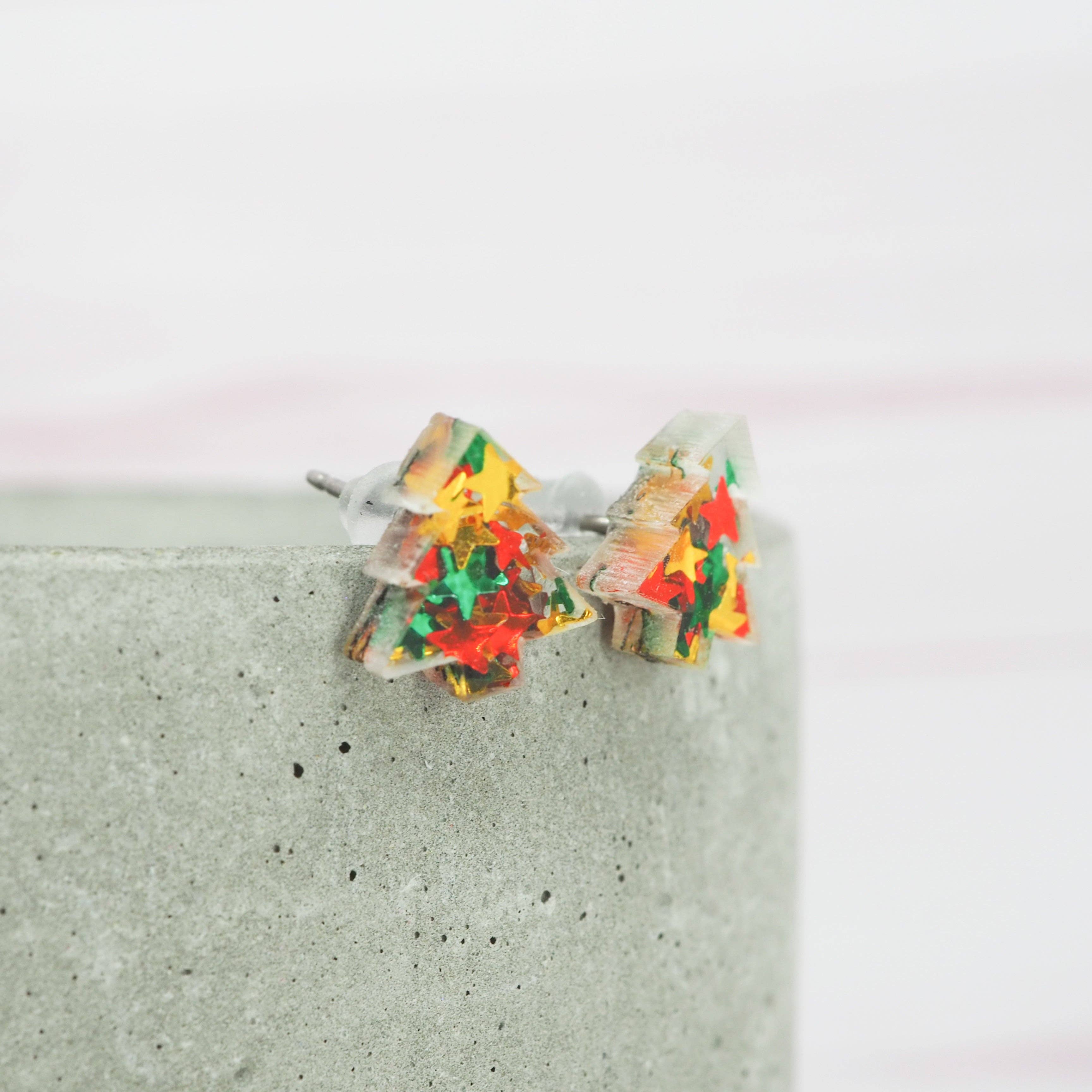 Star glitter Christmas tree studs