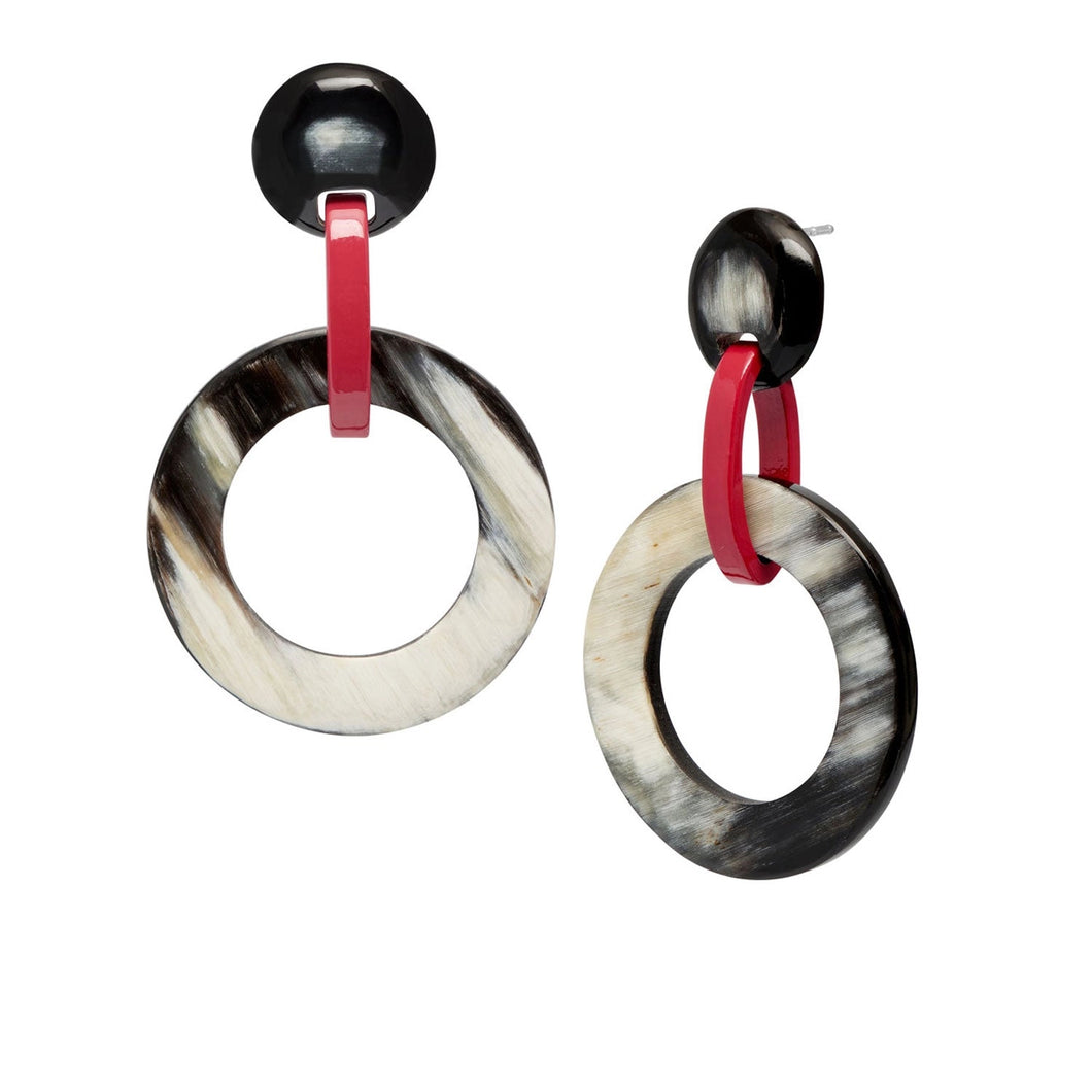 Lacquered Round Link Earrings