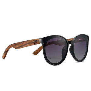 BELLA SUNGLASSES- MIDNIGHT l Black Gradient Lens l Walnut Arms