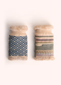 Powder Agatha Wrist Warmers in denim mix scallop knit