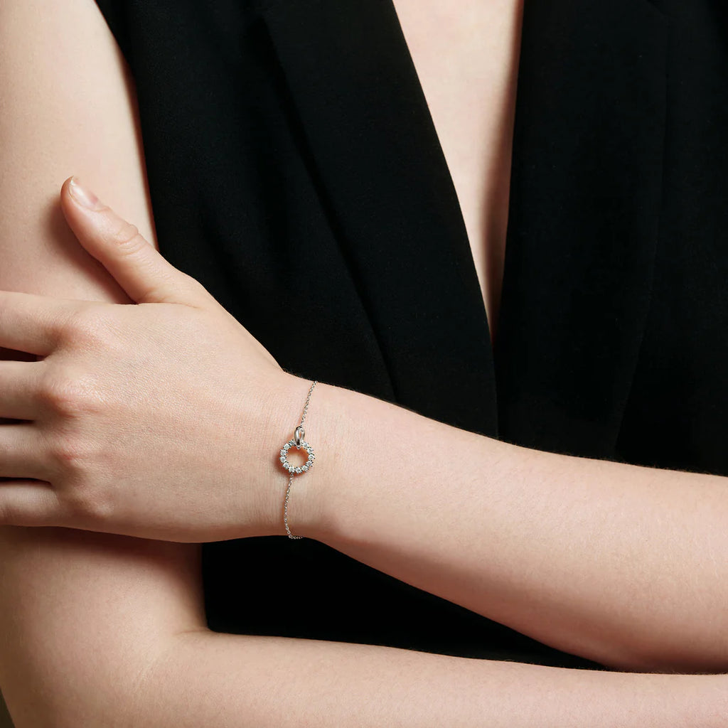 Interlinked Circles Pavé Bracelet - Silver