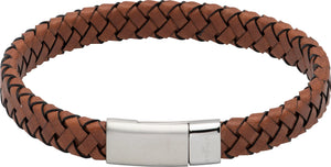Leather Bracelet with matte/polished steel CLASP B476