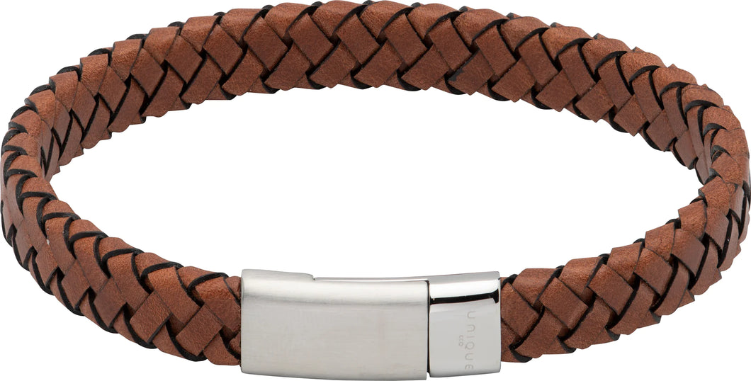 Leather Bracelet with matte/polished steel CLASP B476