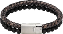 Load image into Gallery viewer, Leather Bracelet with beads &amp; Magnetic Clasp-B482
