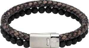 Leather Bracelet with beads & Magnetic Clasp-B482