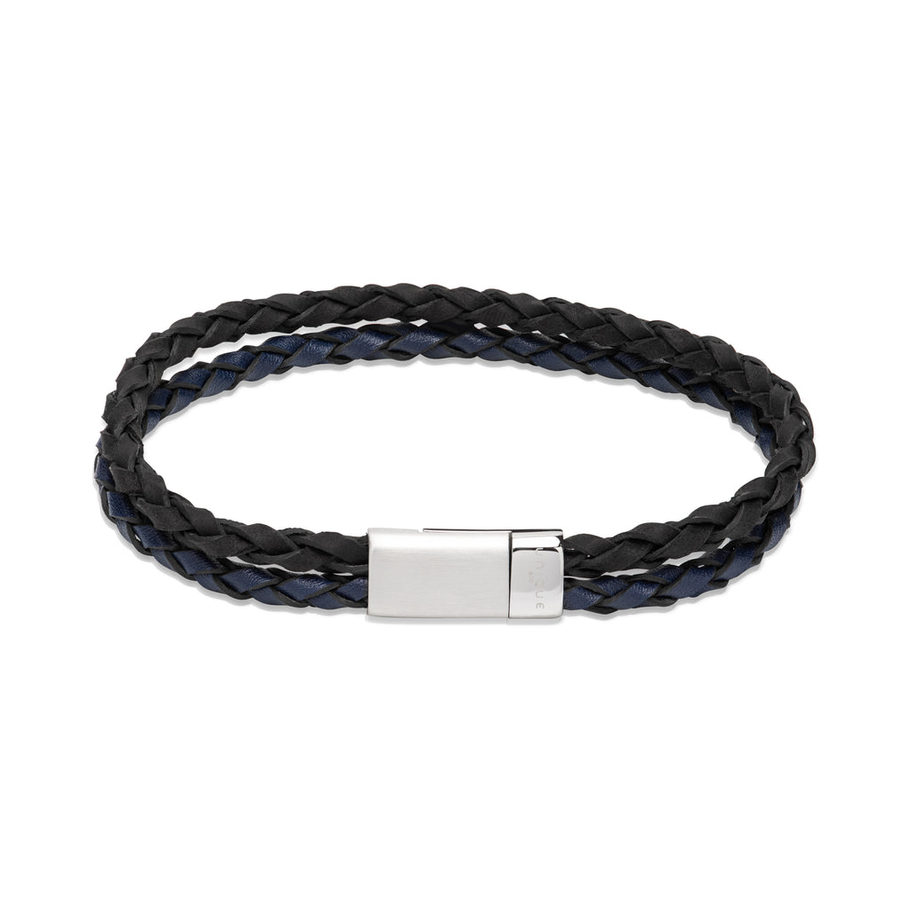 Double Leather Bracelet with Stainless Steel Clasp B507