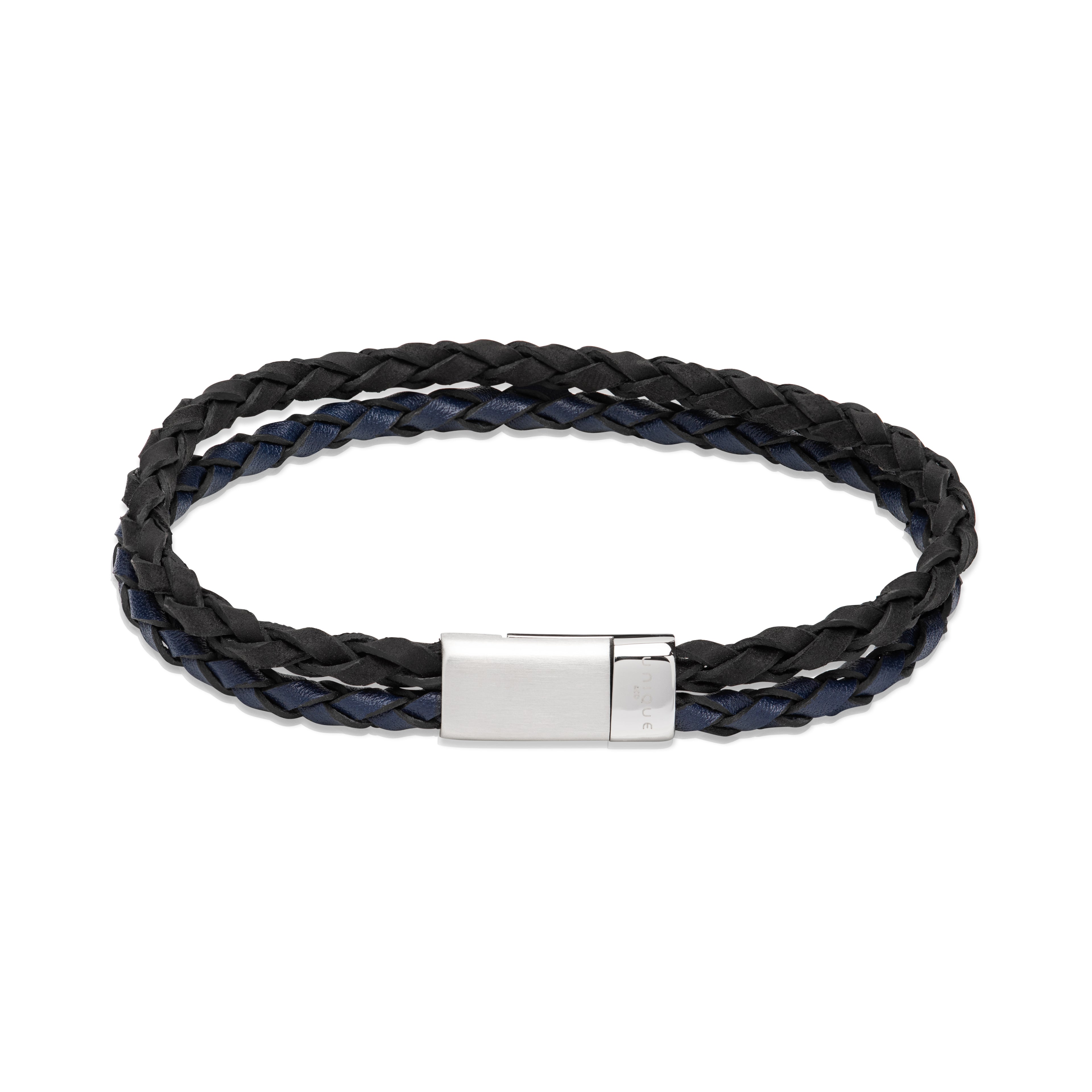 Double Leather Bracelet with Stainless Steel Clasp B507